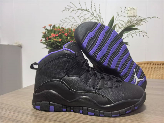 Men's Running Weapon Air Jordan 10 Black/Purple Shoes 013
